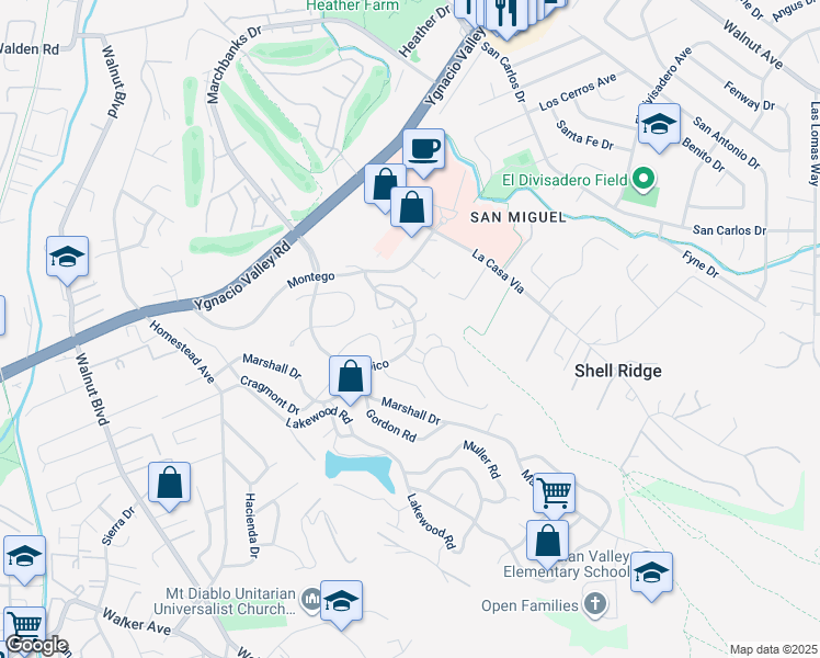map of restaurants, bars, coffee shops, grocery stores, and more near 700 Tampico in Walnut Creek