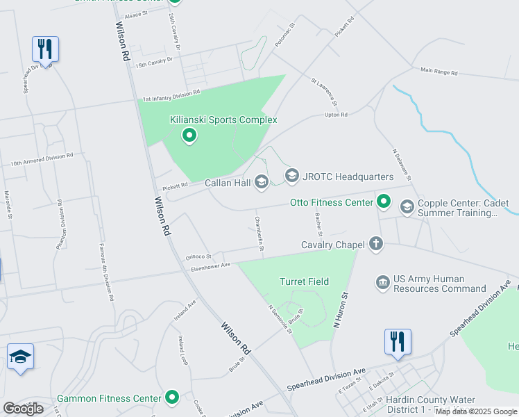 map of restaurants, bars, coffee shops, grocery stores, and more near 6434 2nd Dragoons Road in Fort Knox
