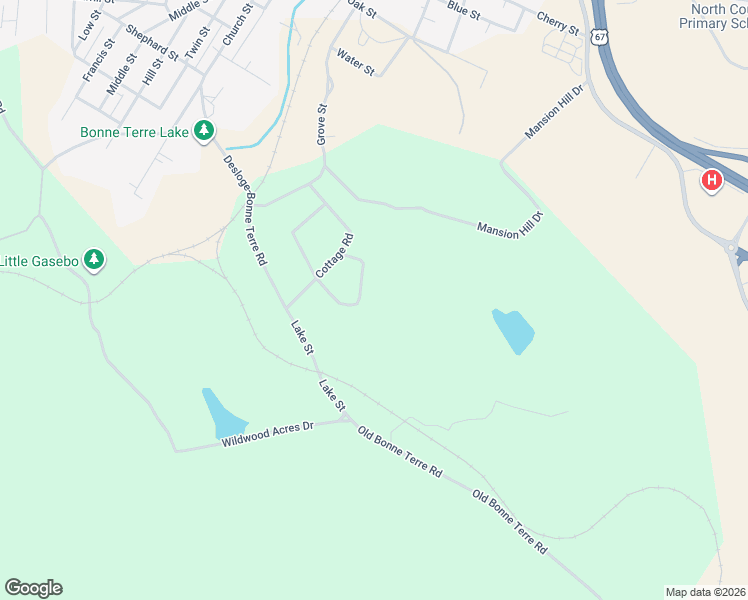map of restaurants, bars, coffee shops, grocery stores, and more near 854 Ridgeview Lane in Bonne Terre