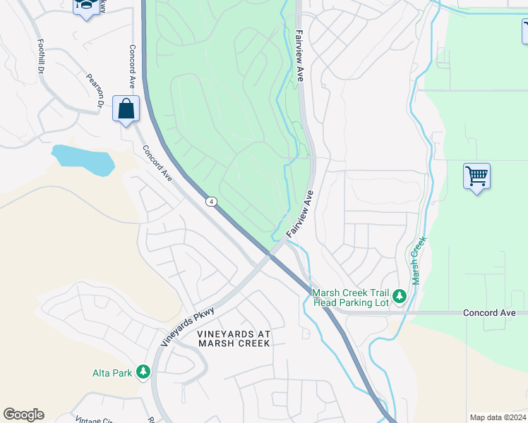 map of restaurants, bars, coffee shops, grocery stores, and more near 1082 Bountiful Way in Brentwood
