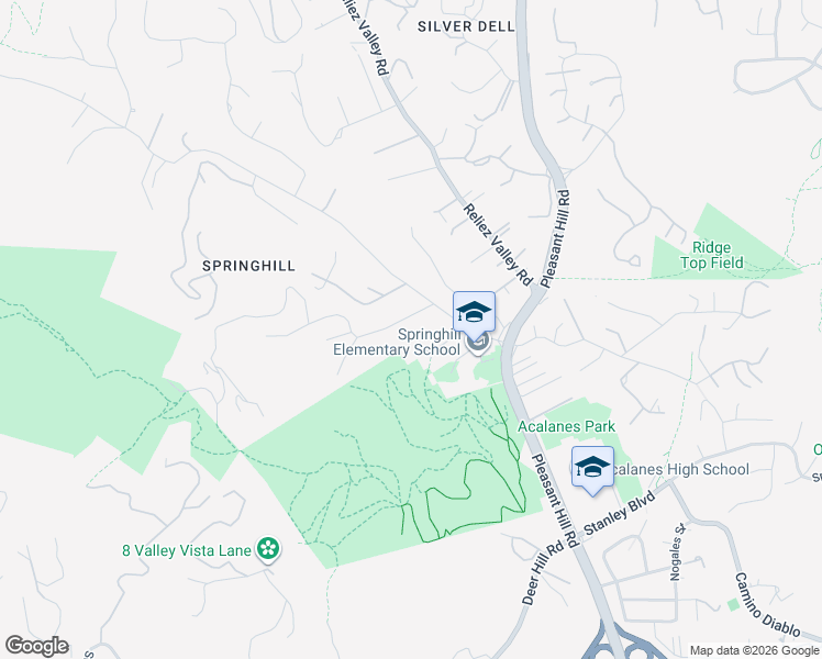 map of restaurants, bars, coffee shops, grocery stores, and more near 1331 San Reliez Court in Lafayette