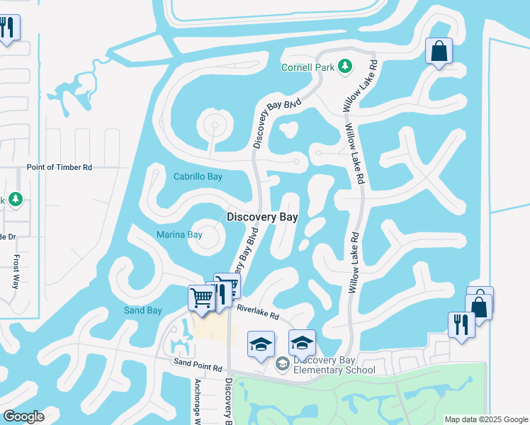 map of restaurants, bars, coffee shops, grocery stores, and more near 1110 Discovery Bay Boulevard in Discovery Bay