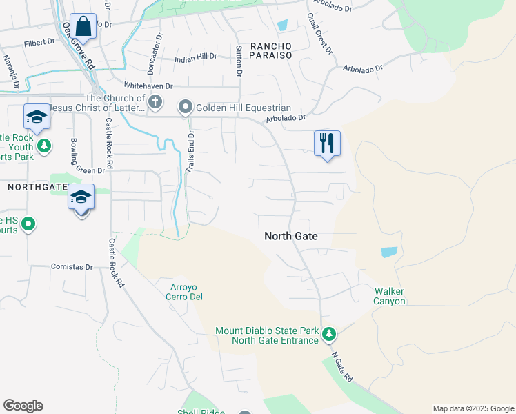 map of restaurants, bars, coffee shops, grocery stores, and more near 825 Bertram Street in Walnut Creek