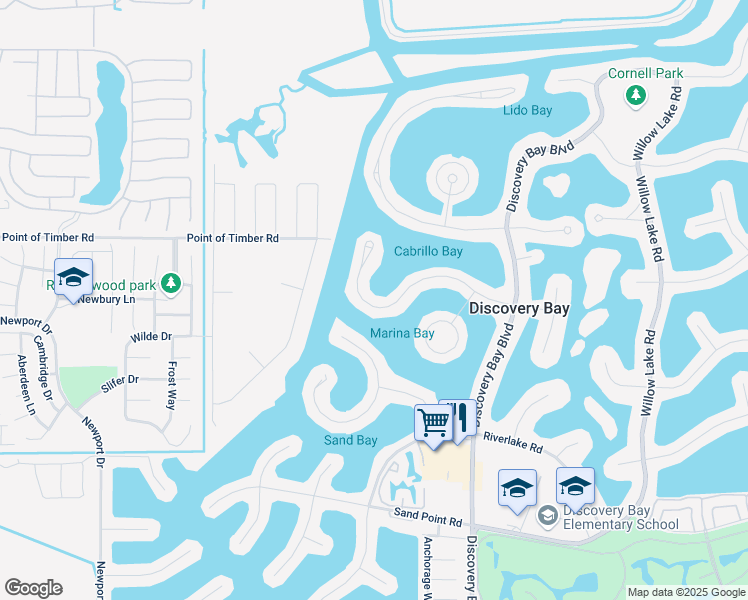 map of restaurants, bars, coffee shops, grocery stores, and more near 4901 Cabrillo Point in Discovery Bay