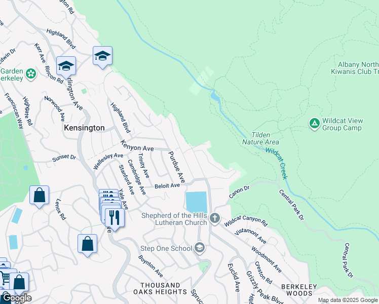 map of restaurants, bars, coffee shops, grocery stores, and more near 540 Kenyon Avenue in Kensington