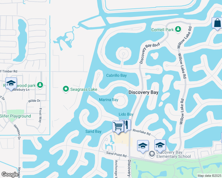 map of restaurants, bars, coffee shops, grocery stores, and more near 4960 Cabrillo Point in Discovery Bay