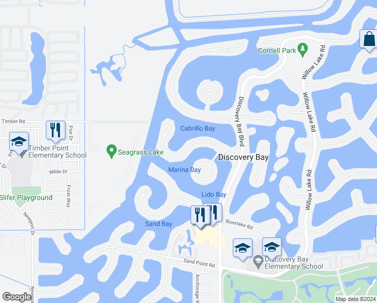 map of restaurants, bars, coffee shops, grocery stores, and more near 4960 Cabrillo Point in Discovery Bay