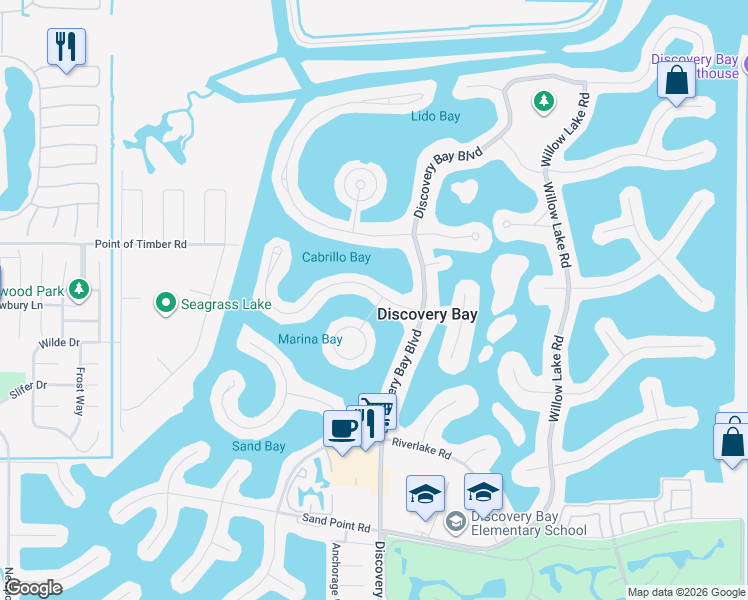 map of restaurants, bars, coffee shops, grocery stores, and more near 5090 Cabrillo Point in Discovery Bay