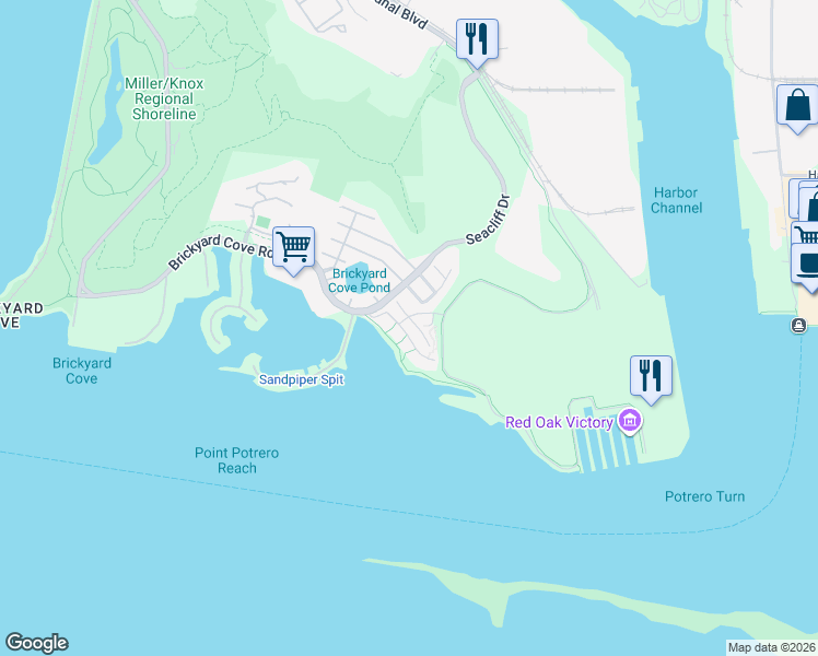 map of restaurants, bars, coffee shops, grocery stores, and more near 12 Sunset Lane in Richmond