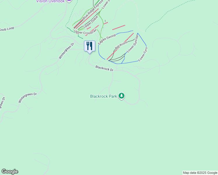 map of restaurants, bars, coffee shops, grocery stores, and more near 50 Brimstone Drive in Wintergreen Resort