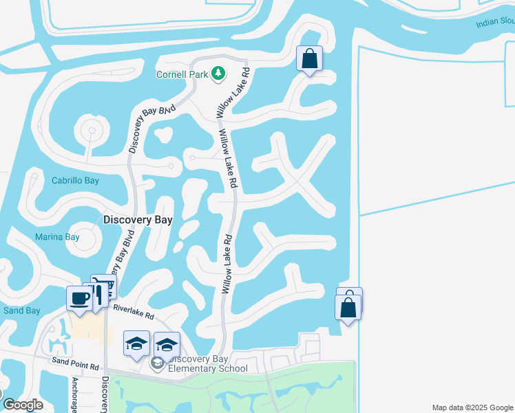 map of restaurants, bars, coffee shops, grocery stores, and more near 5590 Starboard Drive in Discovery Bay