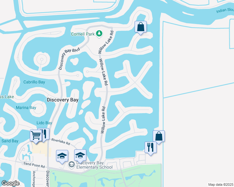 map of restaurants, bars, coffee shops, grocery stores, and more near 5590 Starboard Drive in Discovery Bay
