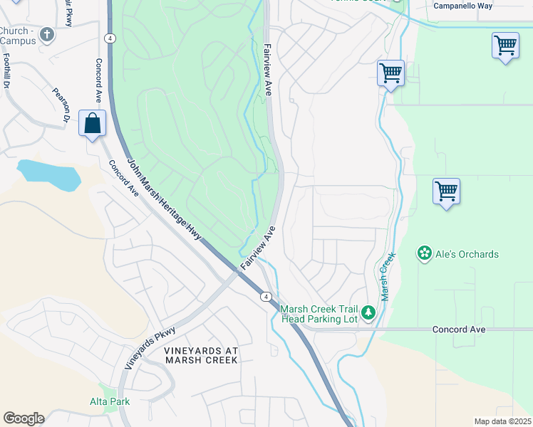 map of restaurants, bars, coffee shops, grocery stores, and more near 1040 Bismarck Terrace in Brentwood