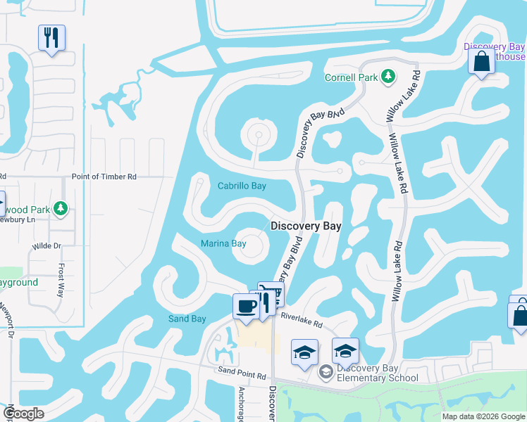map of restaurants, bars, coffee shops, grocery stores, and more near 5070 Cabrillo Point in Discovery Bay