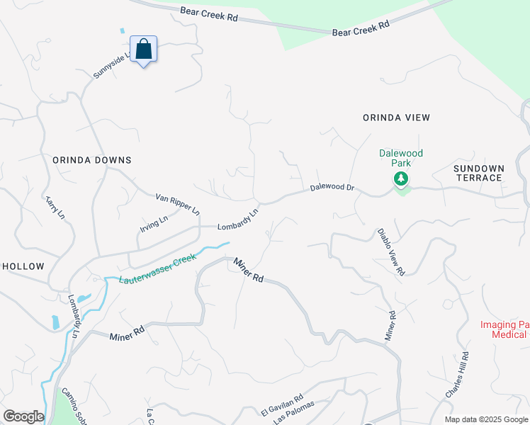 map of restaurants, bars, coffee shops, grocery stores, and more near 188 Lombardy Lane in Orinda