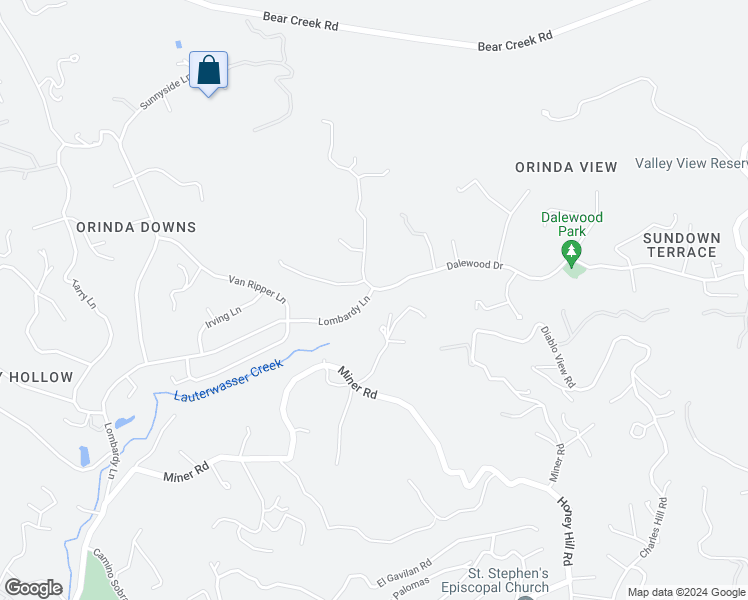 map of restaurants, bars, coffee shops, grocery stores, and more near 188 Lombardy Lane in Orinda