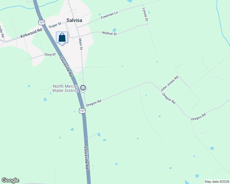 map of restaurants, bars, coffee shops, grocery stores, and more near 227 Oregon Road in Salvisa