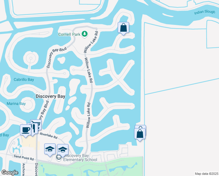 map of restaurants, bars, coffee shops, grocery stores, and more near 5650 Starboard Drive in Discovery Bay