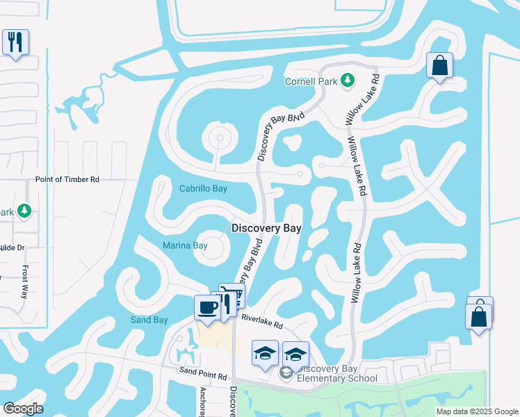 map of restaurants, bars, coffee shops, grocery stores, and more near 1110 Discovery Bay Boulevard in Discovery Bay