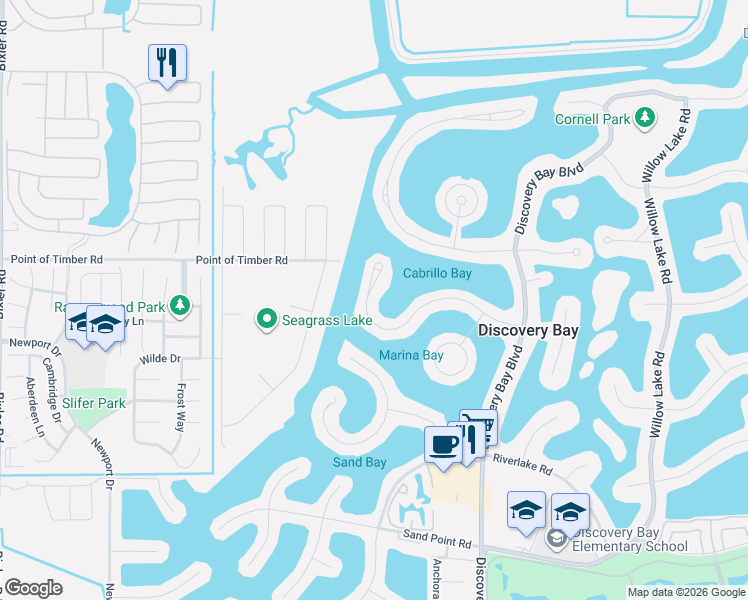 map of restaurants, bars, coffee shops, grocery stores, and more near 4859 Cabrillo Point in Discovery Bay