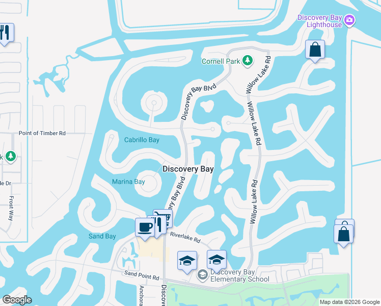 map of restaurants, bars, coffee shops, grocery stores, and more near 1110 Discovery Bay Boulevard in Discovery Bay