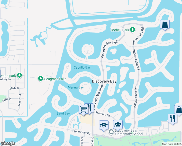 map of restaurants, bars, coffee shops, grocery stores, and more near 2 Discovery Bay Boulevard in Discovery Bay