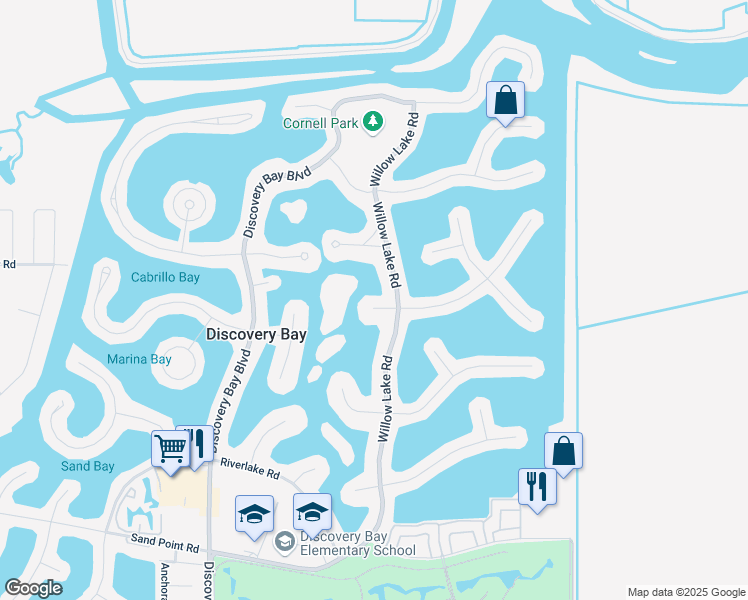 map of restaurants, bars, coffee shops, grocery stores, and more near 5521 Starboard Court in Discovery Bay