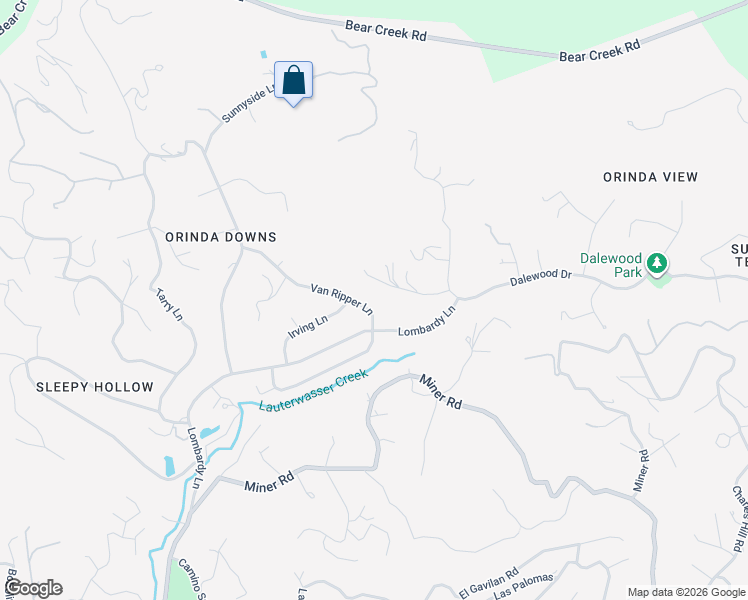 map of restaurants, bars, coffee shops, grocery stores, and more near 61 Van Ripper Lane in Orinda