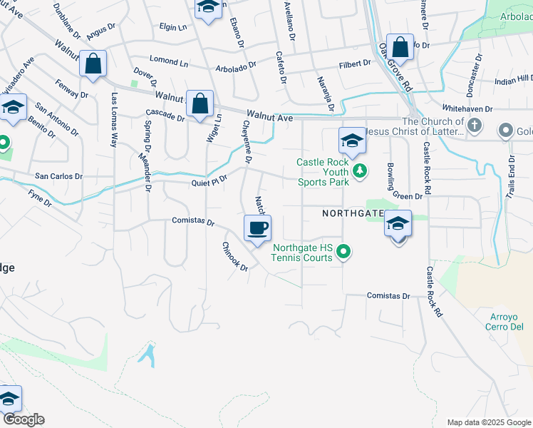 map of restaurants, bars, coffee shops, grocery stores, and more near 944 Natchez Court in Walnut Creek