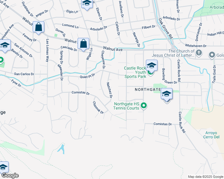 map of restaurants, bars, coffee shops, grocery stores, and more near 944 Natchez Court in Walnut Creek