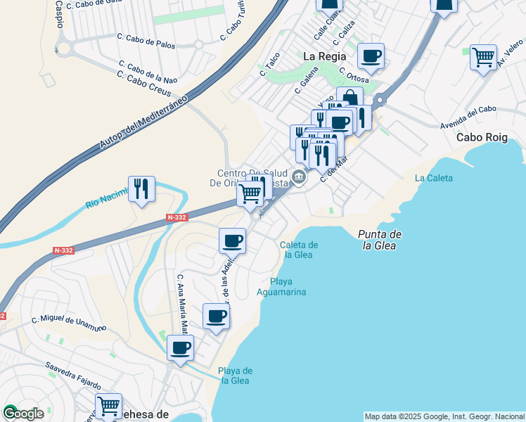 map of restaurants, bars, coffee shops, grocery stores, and more near 2 Calle Juan Manuel de Prada in Alicante
