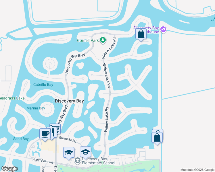 map of restaurants, bars, coffee shops, grocery stores, and more near 1042 Willow Lake Road in Discovery Bay
