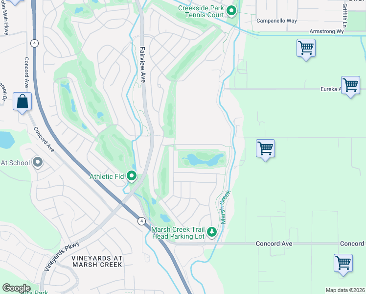 map of restaurants, bars, coffee shops, grocery stores, and more near 930 Suntan Lane in Brentwood