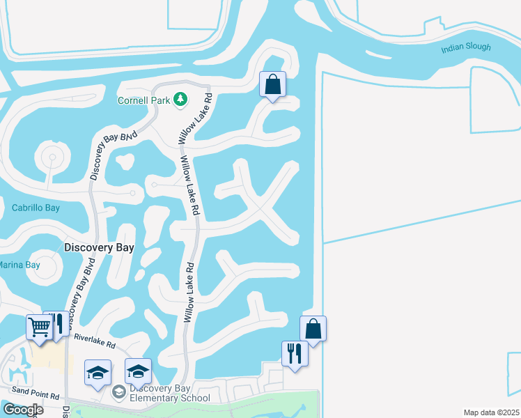map of restaurants, bars, coffee shops, grocery stores, and more near 5750 Starboard Drive in Discovery Bay