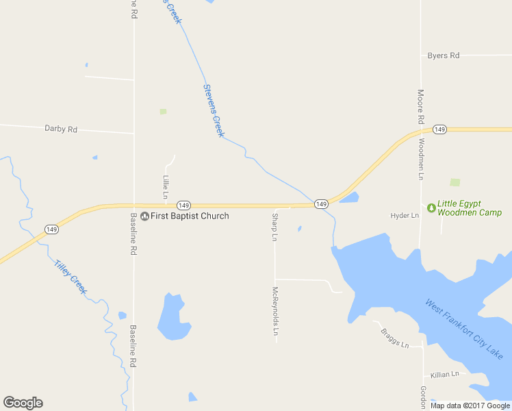 map of restaurants, bars, coffee shops, grocery stores, and more near 18645 Illinois 149 in West Frankfort