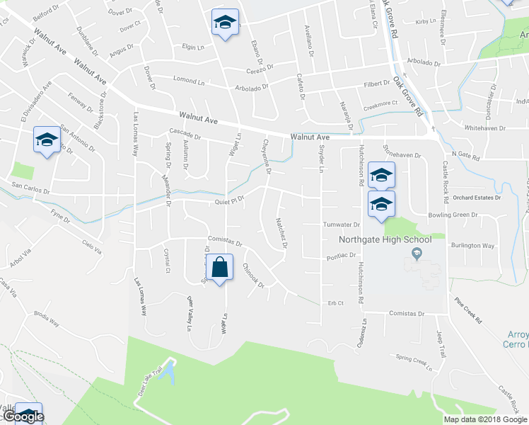 map of restaurants, bars, coffee shops, grocery stores, and more near 924 Cheyenne Drive in Walnut Creek