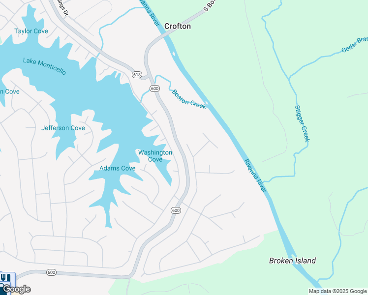 map of restaurants, bars, coffee shops, grocery stores, and more near 1 Riverside Drive in Palmyra