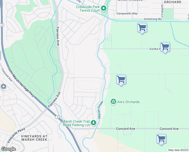 map of restaurants, bars, coffee shops, grocery stores, and more near 909 Suntan Lane in Brentwood