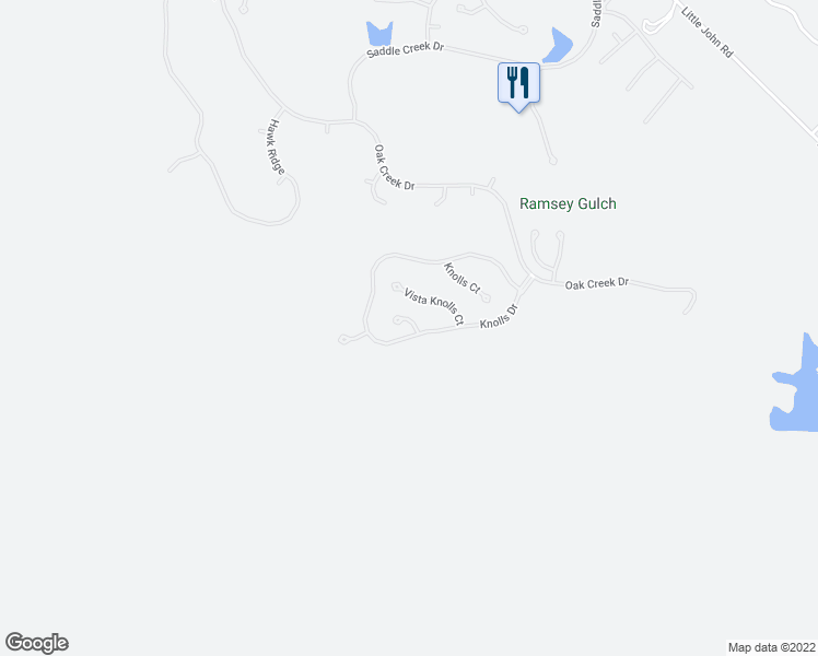map of restaurants, bars, coffee shops, grocery stores, and more near 468 Knolls Drive in Copperopolis