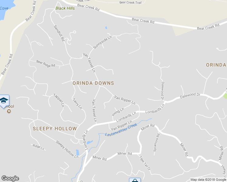map of restaurants, bars, coffee shops, grocery stores, and more near 15 Van Ripper Lane in Orinda