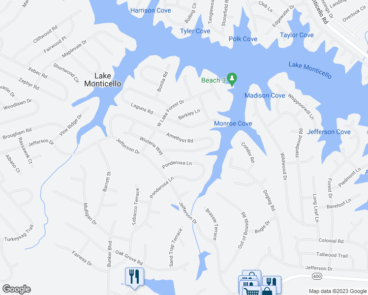 map of restaurants, bars, coffee shops, grocery stores, and more near 10 Amethyst Road in Palmyra