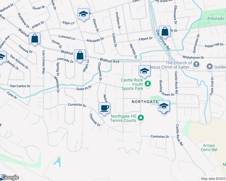 map of restaurants, bars, coffee shops, grocery stores, and more near 909 Osceola Court in Walnut Creek