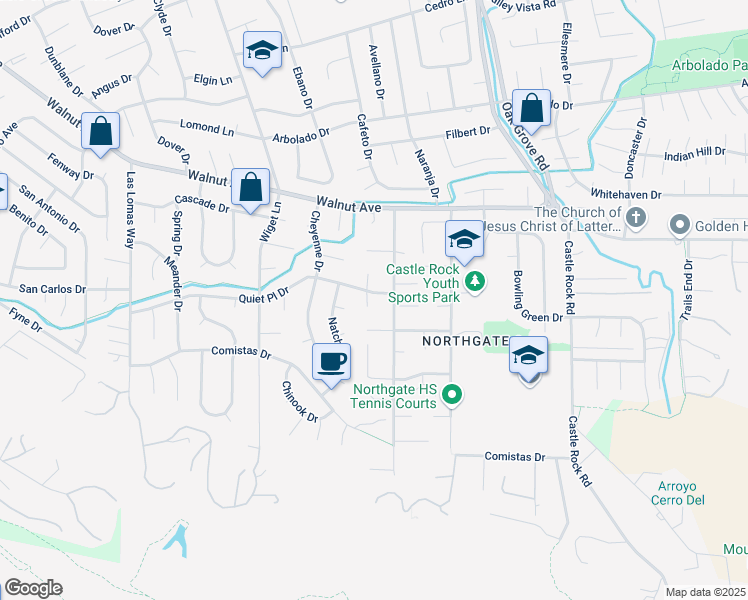 map of restaurants, bars, coffee shops, grocery stores, and more near 909 Osceola Court in Walnut Creek