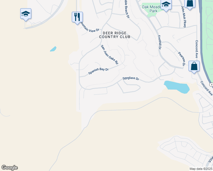 map of restaurants, bars, coffee shops, grocery stores, and more near 2605 Spyglass Drive in Brentwood