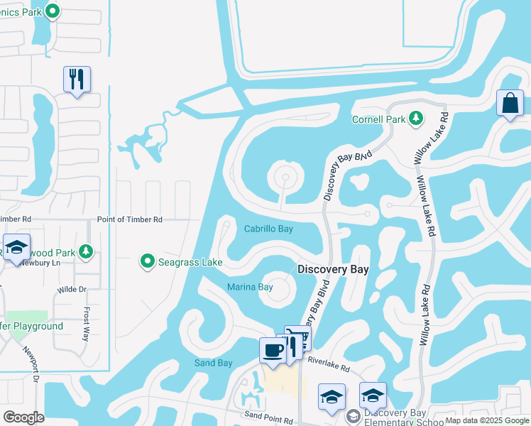 map of restaurants, bars, coffee shops, grocery stores, and more near 5030 Discovery Point in Discovery Bay