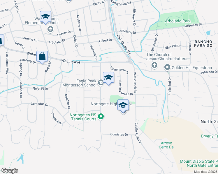 map of restaurants, bars, coffee shops, grocery stores, and more near 800 Hutchinson Road in Walnut Creek