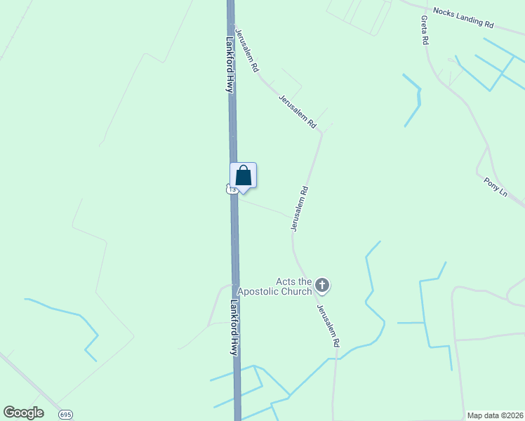 map of restaurants, bars, coffee shops, grocery stores, and more near 9163 Lankford Highway in Temperanceville