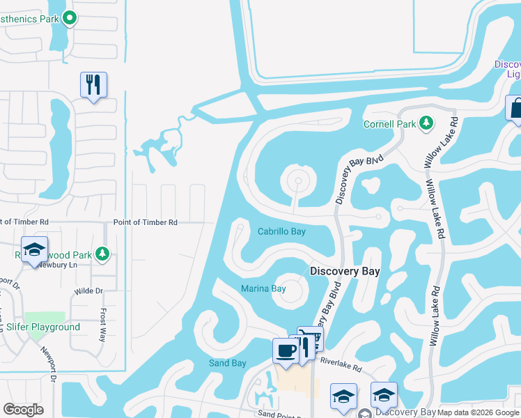 map of restaurants, bars, coffee shops, grocery stores, and more near 5010 Discovery Point in Discovery Bay