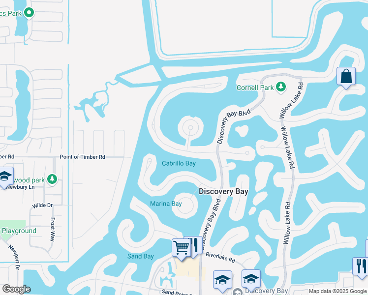 map of restaurants, bars, coffee shops, grocery stores, and more near Discovery Point in Discovery Bay
