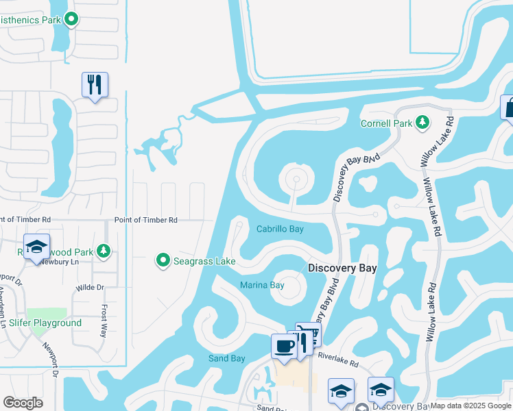 map of restaurants, bars, coffee shops, grocery stores, and more near 5010 Discovery Point in Discovery Bay